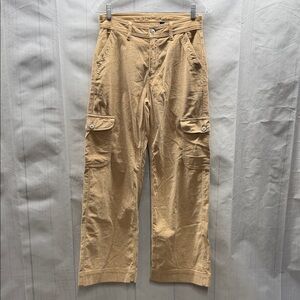 American Eagle Outfitters Tan Wide Leg Baggy Corduroy Cargo Pants
